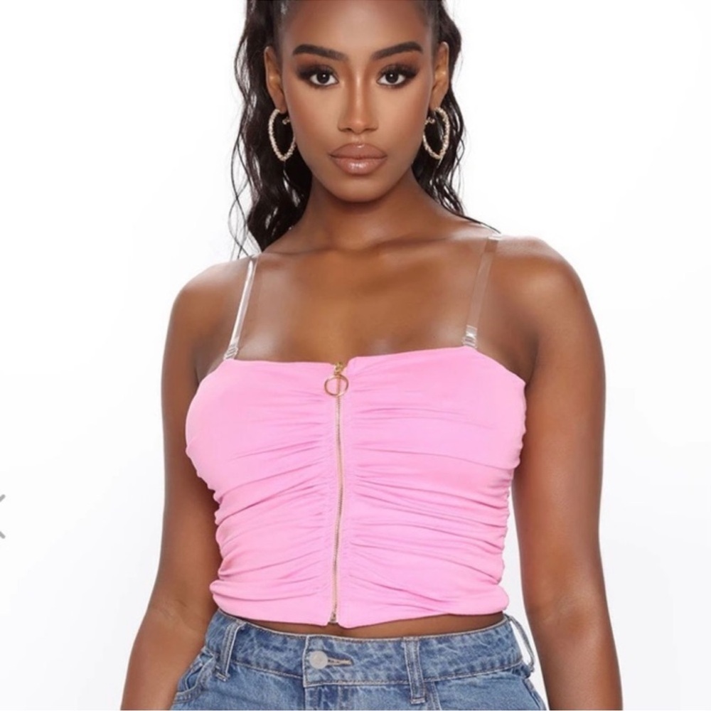 Fashion Nova Pink Ruched Crop Top